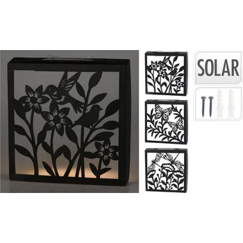 Samolepící dekorace dekorace na zeď čtver.solární LED 26x26x5cm kov.ČER