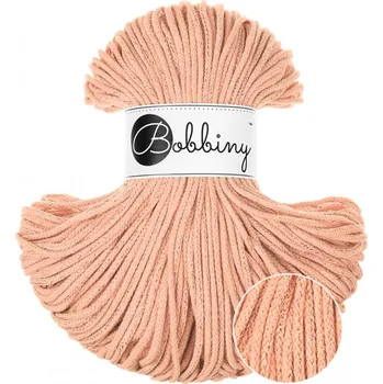 Příze Bobbiny šňůry junior 3 mm Broskev s lesklou nitkou (Unicolor Peach Fuzz)