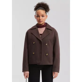 Dámské tričko s.Oliver dvouřadé flaušové sako hnědé Velikost: S