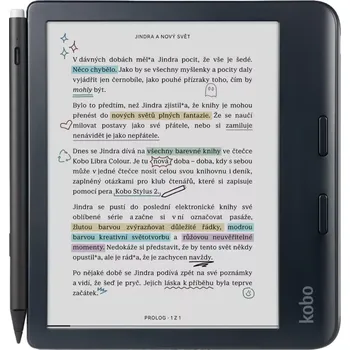 Čtečka elektronické knihy Rakuten Kobo Libra Colour Black + stylus Bundle N428-KU-BK-K-BU