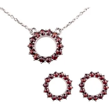 Souprava šperků granát souprava Set 257 (Set 257) povrchová úprava: rhodiované