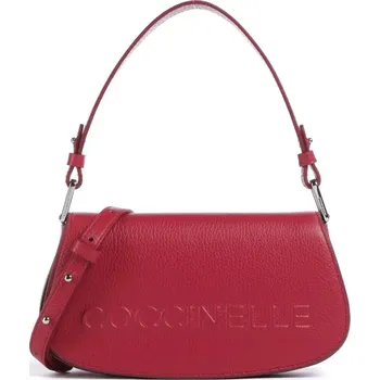 Kabelka Coccinelle vytlačené logo kožená crossbody kabelka červená