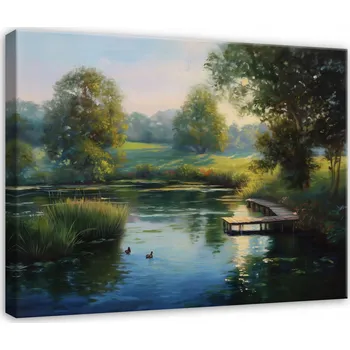 Obraz OBRAZ LES JEZERO PŘÍRODA STROMY DO LOŽNICE OBÝVACÍHO POKOJE KUCHYNĚ NA PLÁTNĚ 60x40