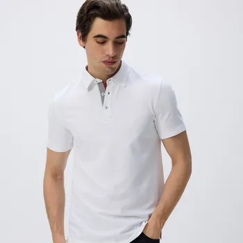 Pánské tričko Reserved - Polokošile s výšivkou - bílá - 860DI-00X - 860DI-00X-S