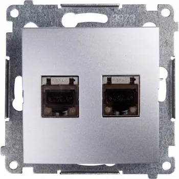 Elektrická zásuvka Internetová zásuvka nástěnná Kontakt-simon stříbrná