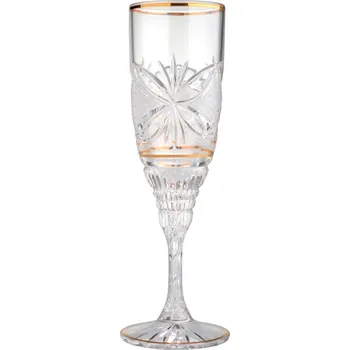 Sklenice Broušená zlacená sklenice 160 ml, Glamour Crystal, 6 ks