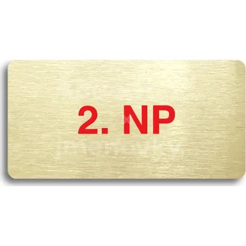Značení Zlatý&nbsp;piktogram "2. NP" s červeným textem bez rámečku&nbsp;-