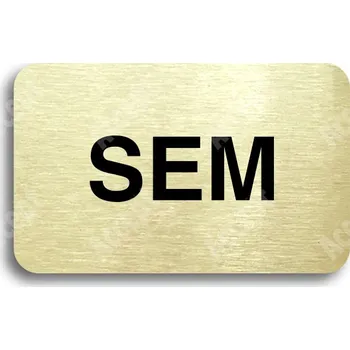 Informační tabulka Zlatý piktogram "SEM - TAM - typ 01" s černým textem bez rámečku - 80 x 50 mm