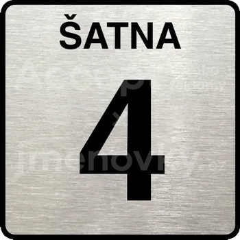 Informační tabulka Stříbrný piktogram "šatna 4" s černým textem a rámečkem -