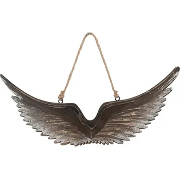 Vánoční ozdoba Dřevěná závěsná dekorace roztažená andělská křídla Celpas – 30x3x12 cm