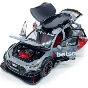 autíčko Audi RS6 DTM RACING kovový model hračka na baterie světla zvuk 1:24 Šedá