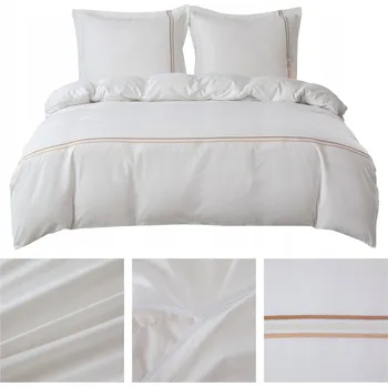 Povlečení Povlečení 200x220 3 Č. povlečení 70x80 hladké s VÝŠIVKOU Lumera komplet BÍLÝ