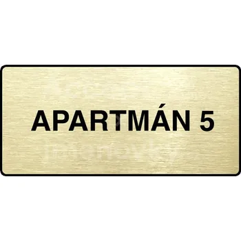 Informační tabulka Zlatý piktogram "APARTMÁN 5" s černým&nbsp;textem a rámečkem&nbsp;-