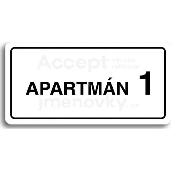 Značení Bílý piktogram "APARTMÁN 1 II" s černým textem a rámečkem&nbsp;-