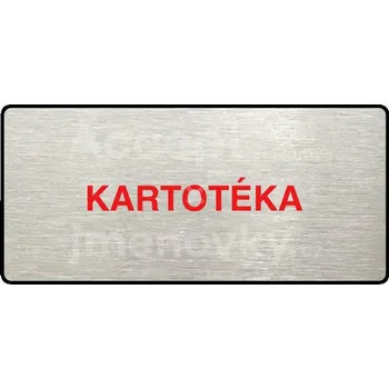 Značení Stříbrný&nbsp;piktogram "KARTOTÉKA" s červeným textem a rámečkem&nbsp;-