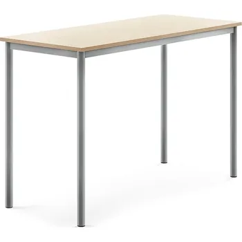 Jídelní stůl Stůl SONITUS, 1400x600x900 mm, stříbrné nohy, HPL deska tlumící hluk, bříza