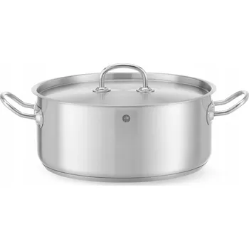 NÍZKÝ PLYTKÝ HRNEC S POKLICÍ OCELOVÝ GASTRONOMICKÝ 7,3L 28CM HENDI