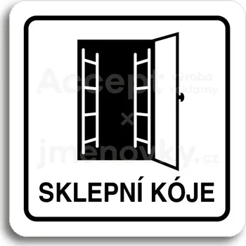 Informační tabulka Bílý piktogram "sklepní kóje II" s černým textem a rámečkem -