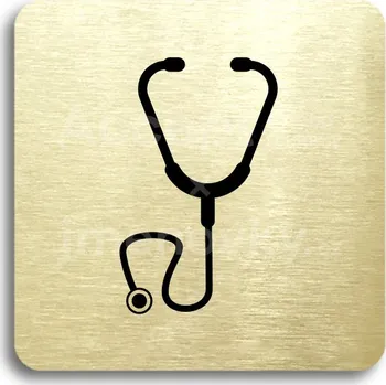 Informační tabulka Zlatý piktogram "ordinace V" s černým&nbsp;textem bez rámečku&nbsp;-