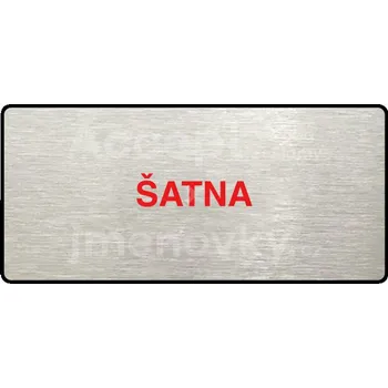 Informační tabulka Stříbrný&nbsp;piktogram "ŠATNA" s červeným textem a rámečkem&nbsp;-
