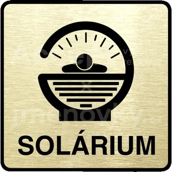Informační tabulka Zlatý piktogram "solárium IV" s černým&nbsp;textem a rámečkem&nbsp;-