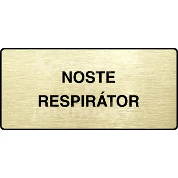 Značení Zlatý piktogram "NOSTE RESPIRÁTOR" s černým textem a rámečkem -