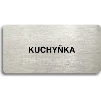 Informační tabulka Stříbrný piktogram "KUCHYŇKA" s černým&nbsp;textem bez rámečku -