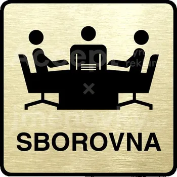Informační tabulka Zlatý piktogram "sborovna" s černým&nbsp;textem a rámečkem&nbsp;-
