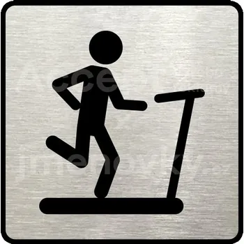 Značení Stříbrný piktogram "fitness VII" s černým textem a rámečkem -