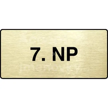 Značení Zlatý piktogram "7. NP" s černým textem a rámečkem -