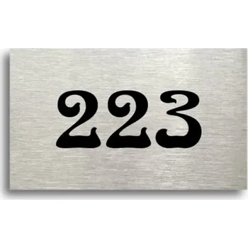 Informační tabulka Číslo na dveře - typ 13 (50 x 30 mm) - stříbrná tabulka - černý tisk