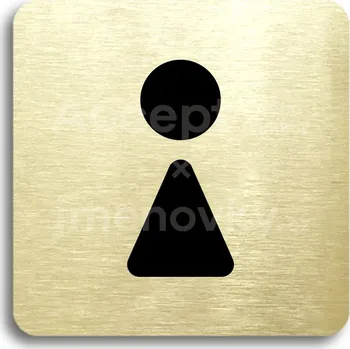 Informační tabulka Zlatý piktogram "WC ženy II" s černým textem bez rámečku -