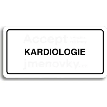 Informační tabulka Bílý piktogram "KARDIOLOGIE" s černým textem a rámečkem&nbsp;-