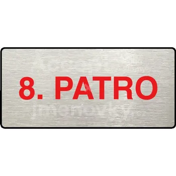 Informační tabulka Stříbrný&nbsp;piktogram "8. PATRO" s červeným textem a rámečkem&nbsp;-