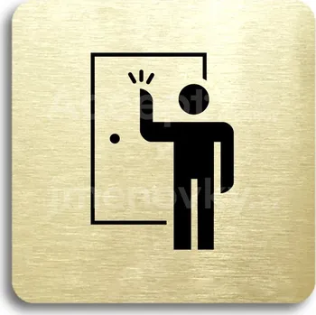 Informační tabulka Zlatý piktogram "klepat! III" s černým&nbsp;textem bez rámečku&nbsp;-