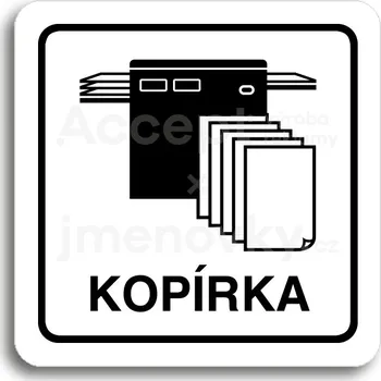 Informační tabulka Bílý piktogram "kopírka" s černým textem a rámečkem&nbsp;-