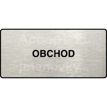 Informační tabulka Stříbrný piktogram "OBCHOD" s černým textem a rámečkem -