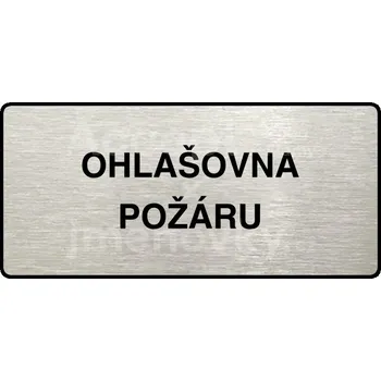 Informační tabulka Stříbrný piktogram "OHLAŠOVNA POŽÁRU" s černým&nbsp;textem a rámečkem&nbsp;-