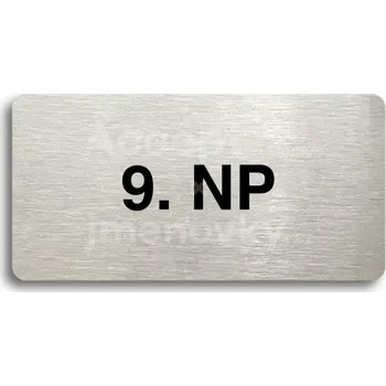 Informační tabulka Stříbrný piktogram "9. NP" s černým&nbsp;textem bez rámečku -