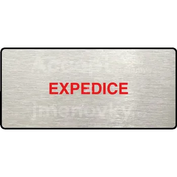 Informační tabulka Stříbrný&nbsp;piktogram "EXPEDICE" s červeným textem a rámečkem&nbsp;-