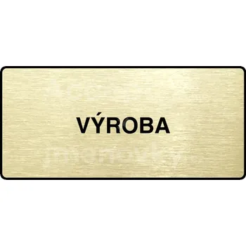 Informační tabulka Zlatý piktogram "VÝROBA" s černým&nbsp;textem a rámečkem&nbsp;-