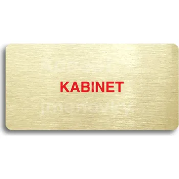Informační tabulka Zlatý&nbsp;piktogram "KABINET" s červeným textem bez rámečku&nbsp;-
