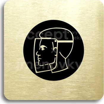 Informační tabulka Zlatý piktogram "ochranný štít" s černým&nbsp;textem bez rámečku&nbsp;-