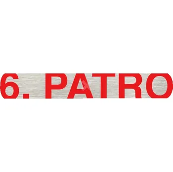 Informační tabulka Stříbrný piktogram "6. PATRO" s červeným textem bez rámečku -