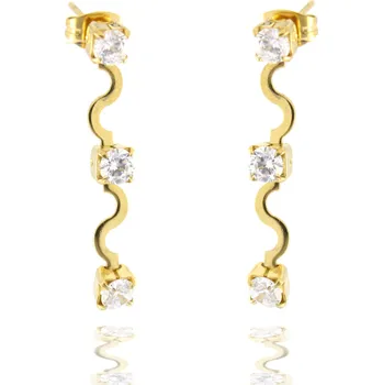 Náušnice Ocelové visací náušnice s čirými CZ - 1 Pár