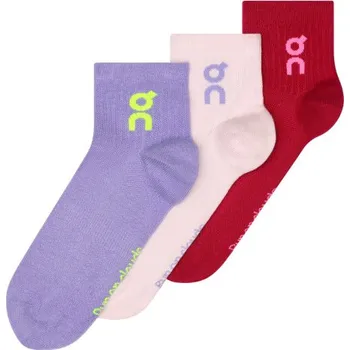 Pánské oblečení Ponožky On LOGO SOCK MID 3 PÁRY - fialová/růžová/červená 43/46