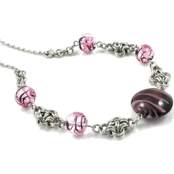 Náhrdelník Fialový náhrdelník s vinutkami