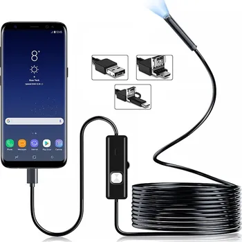 ENDOSKOPICKÁ INSPEKČNÍ KAMERA 5M LED USB 3v1 pro TELEFON Android PC Full HD