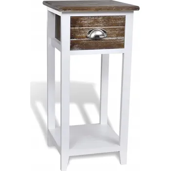 Noční stolek Noční Šuplík 30x30, hnědá/bílá, překližka/paulownie