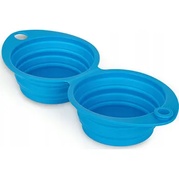 Miska pro psa Skládací (cestovní) silikonová miska Happet modrá 0,35 l